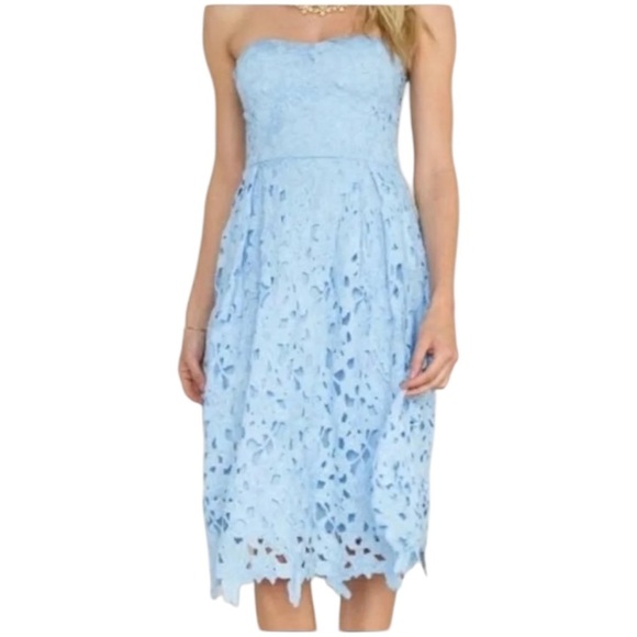 Alya Harpeth Strapless Lace Midi Dress Light Baby Blue Size XS Small Fairycore - Picture 1 of 4
